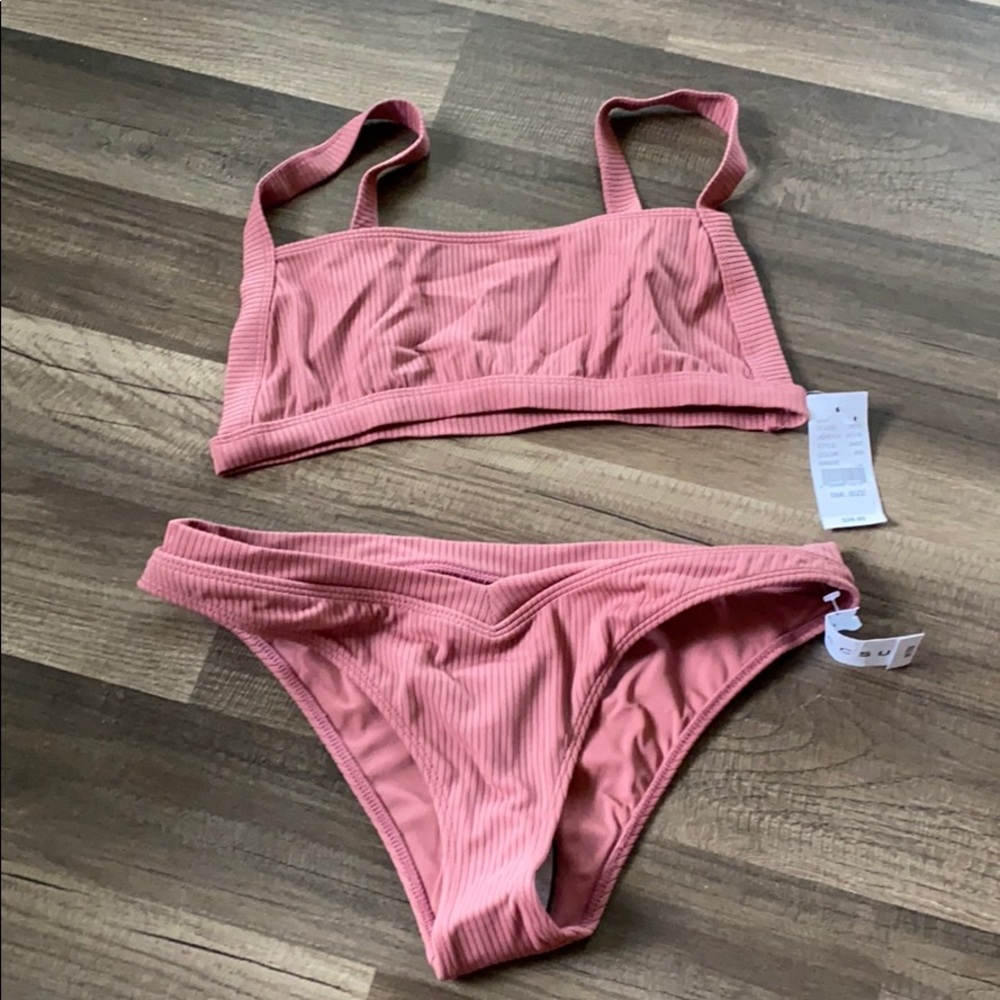 Ribbed blush rose bikini